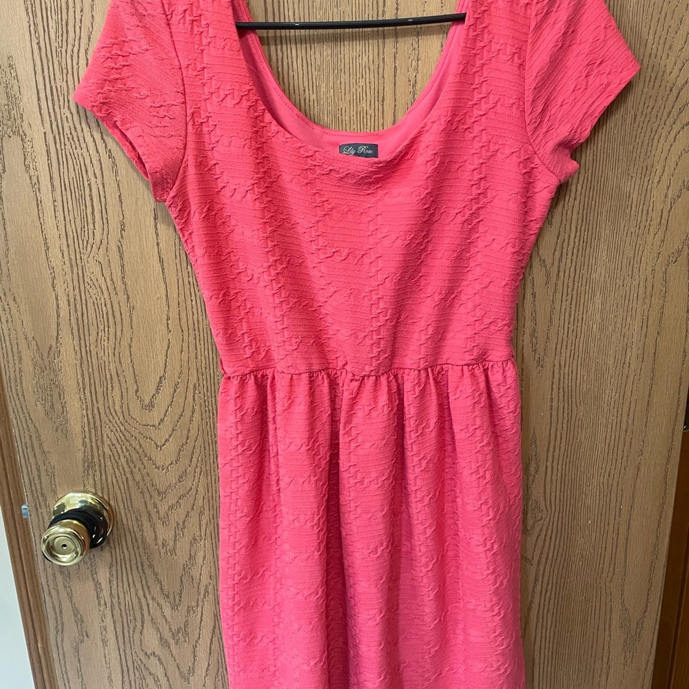 Lily Rose Coral Scoop-Neck Mini Dress